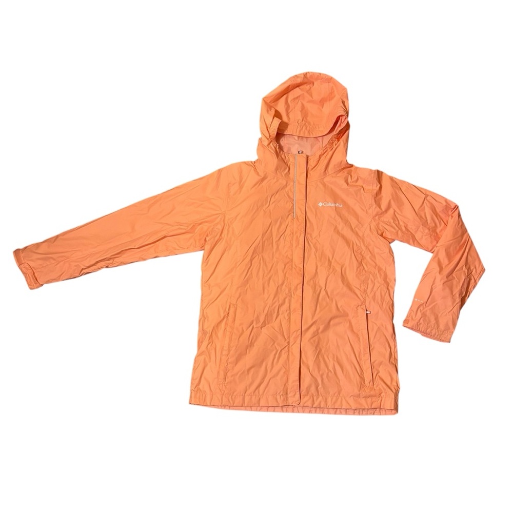 Columbia XL Full Zip Hooded Jacket Women’s Cotton Nylon Peach Ltwt  OmniTech EUC